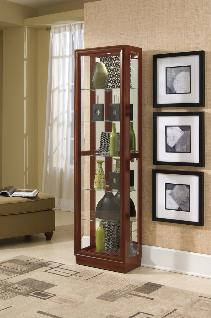 Curios Cherry Brown Tall Traditional 5 Shelf Curio Cabinet - 21000