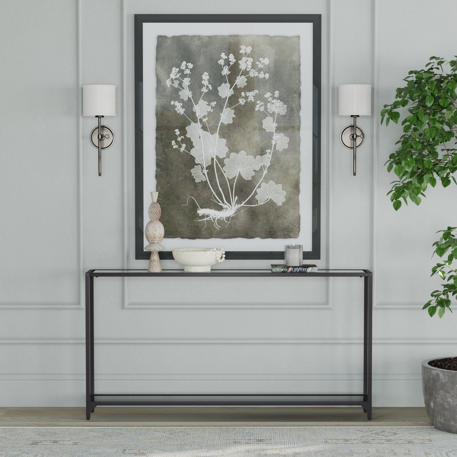 SEI Furniture Bergen Glass Console Table - Black CONSOLE TABLES
