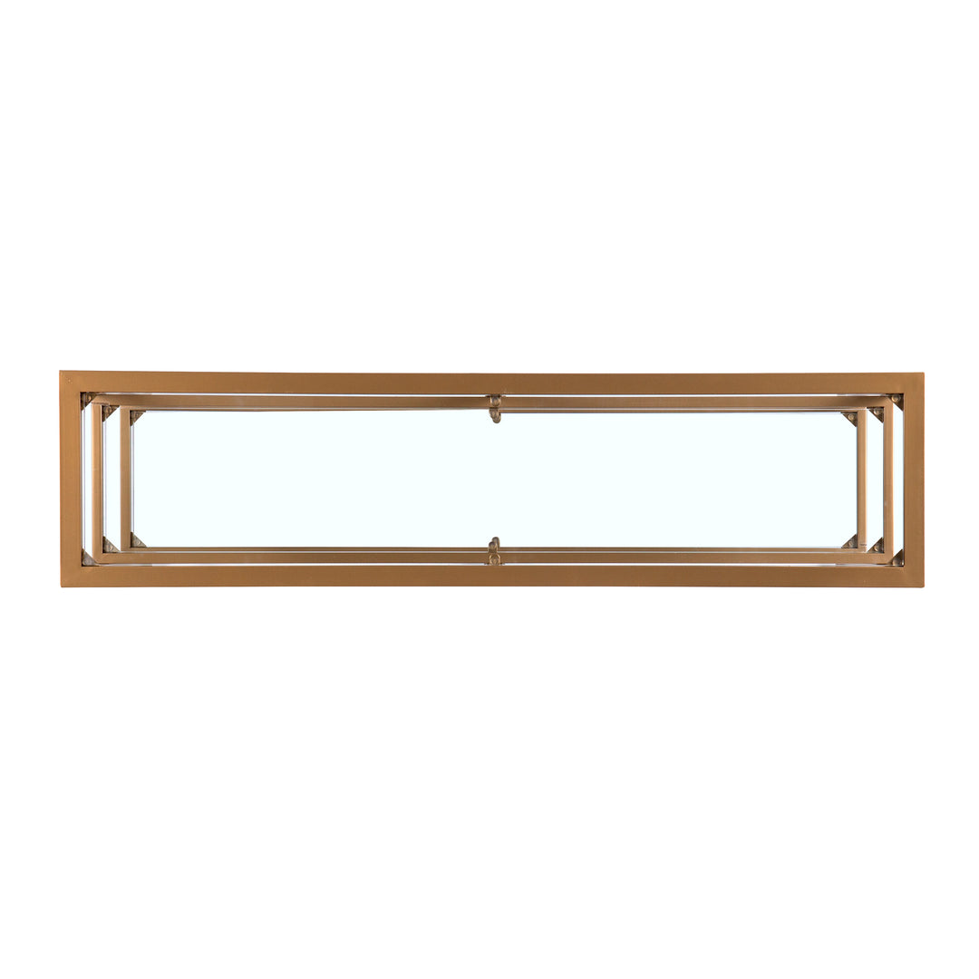 American Home Furniture | SEI Furniture - Jaymes Narrow Metal Console Table w/ Glass Shelves - Gold