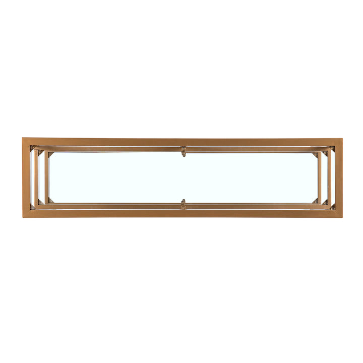 American Home Furniture | SEI Furniture - Jaymes Narrow Metal Console Table w/ Glass Shelves - Gold