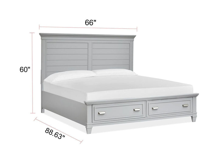 Charleston Harbor Gray Queen Grey Panel Storage Bed - B5611-55GY