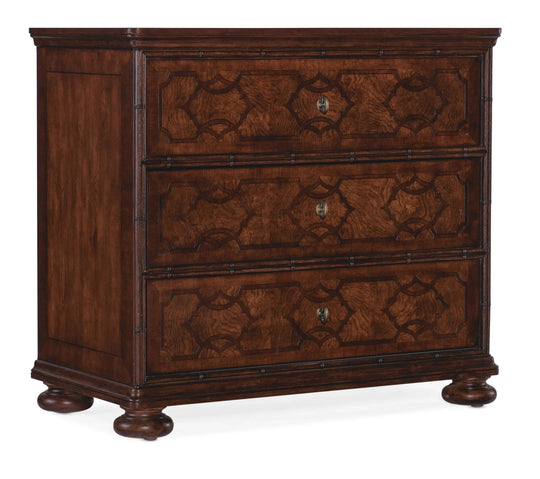 Charleston Three-Drawer Nightstand with Walnut Inlay