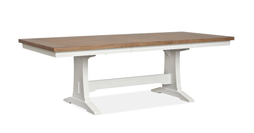 Kingston Whisper White And Cerused Nutmeg Extendable Trestle Dining Table - D6407-21