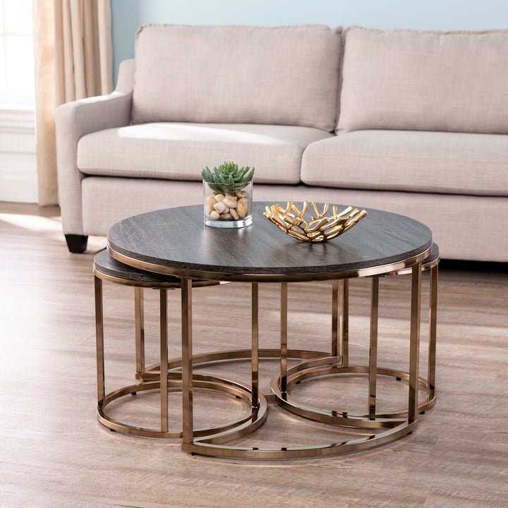 American Home Furniture | SEI Furniture - Lachlan Round Nesting Coffee Tables – 3pc Set