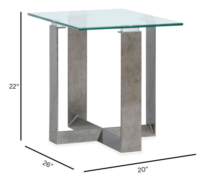 Holden Aged Pewter And Chrome Pucks Rectangular End Table - T6456-03