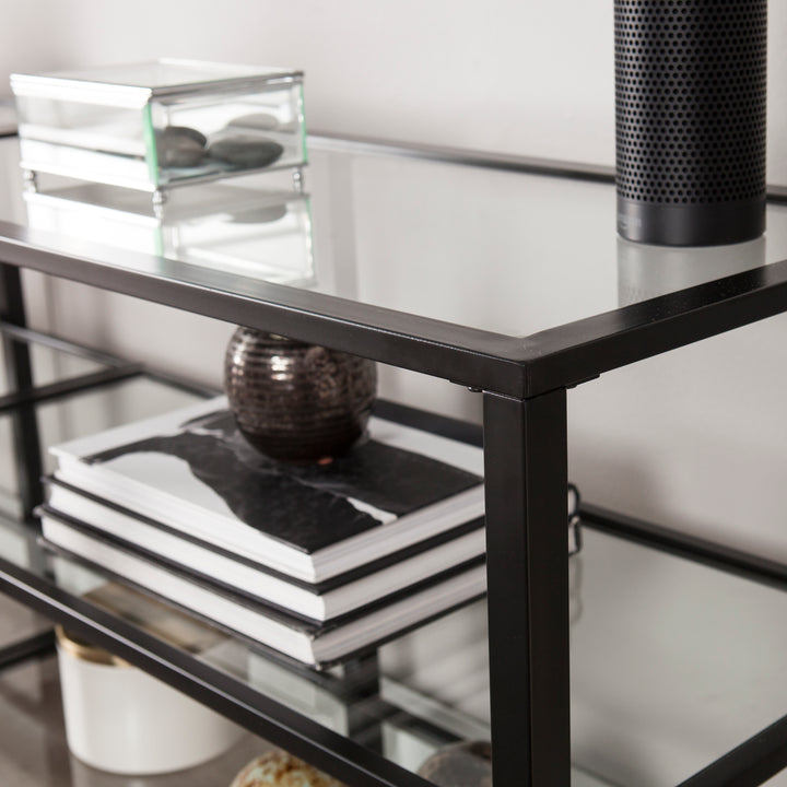 American Home Furniture | SEI Furniture - Tyler Metal/Glass Media Stand – Transitional Style - Black