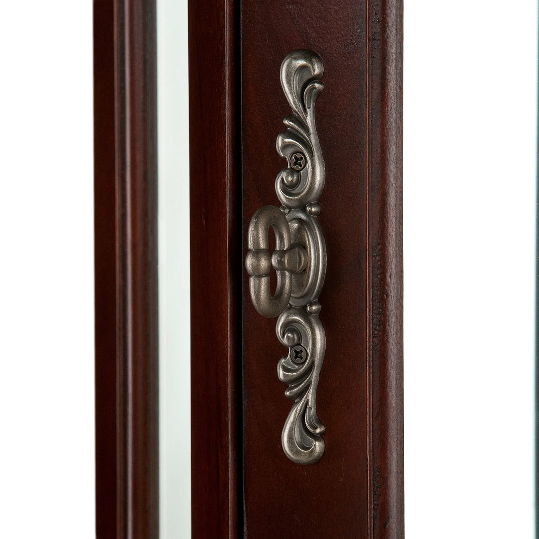 Canterdale Lighted Corner Curio Cabinet - Mahogany - AmericanHomeFurniture