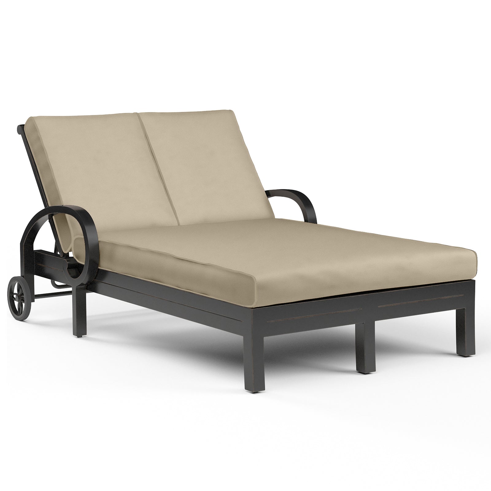 Monterey Double Chaise in Linen Stone w/ Selt Welt