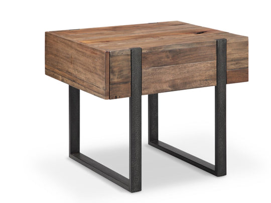 Prescott Rustic Honey And Distressed Iron Rectangular End Table - T4344-03