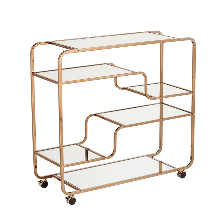 Maylynn Art Deco Mirrored Bar Cart - AmericanHomeFurniture