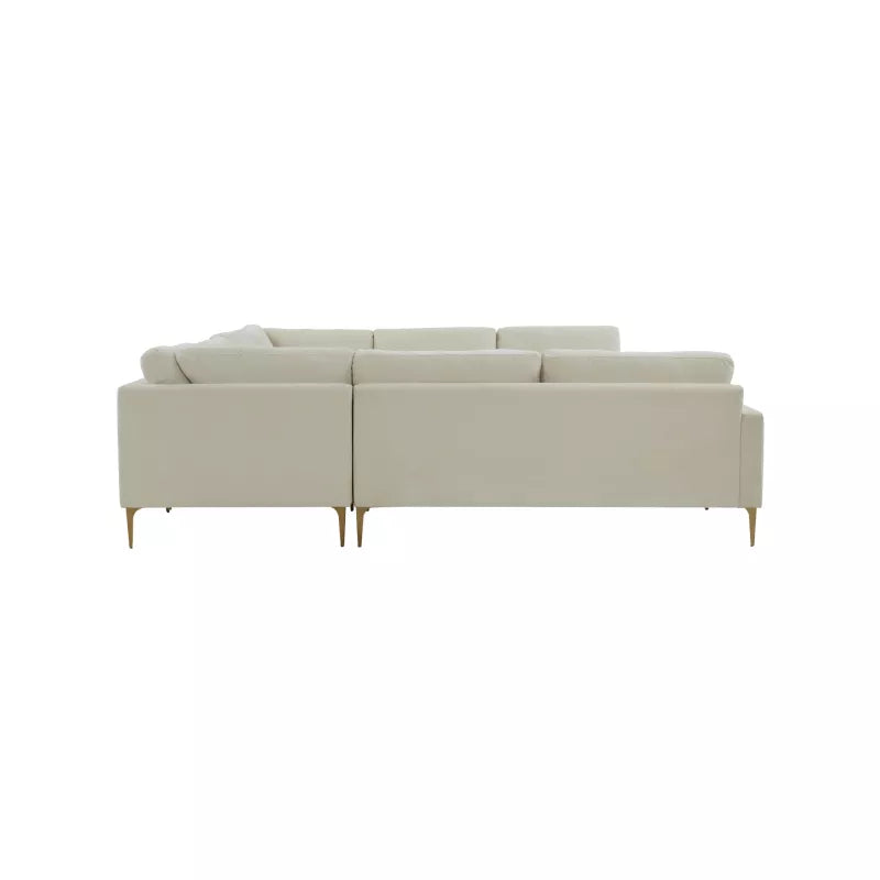 American Home Furniture | TOV Furniture - Serena Cream Velvet U-Sectional with Black Legs