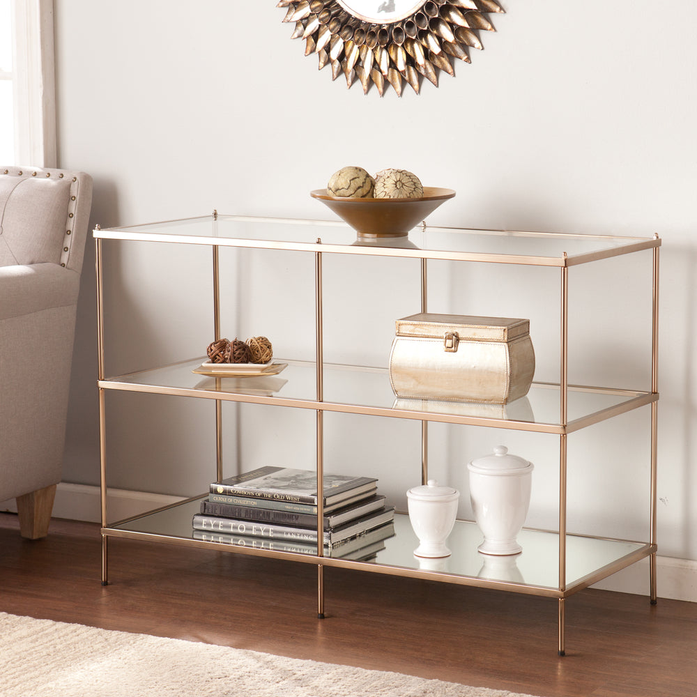 American Home Furniture | SEI Furniture - Knox Glass Console Table - Copper