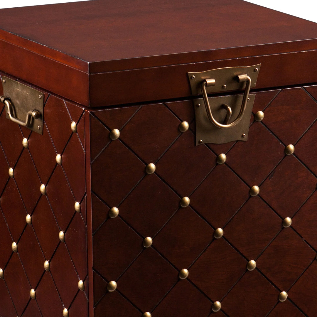Nailhead End Table Trunk - Espresso - AmericanHomeFurniture