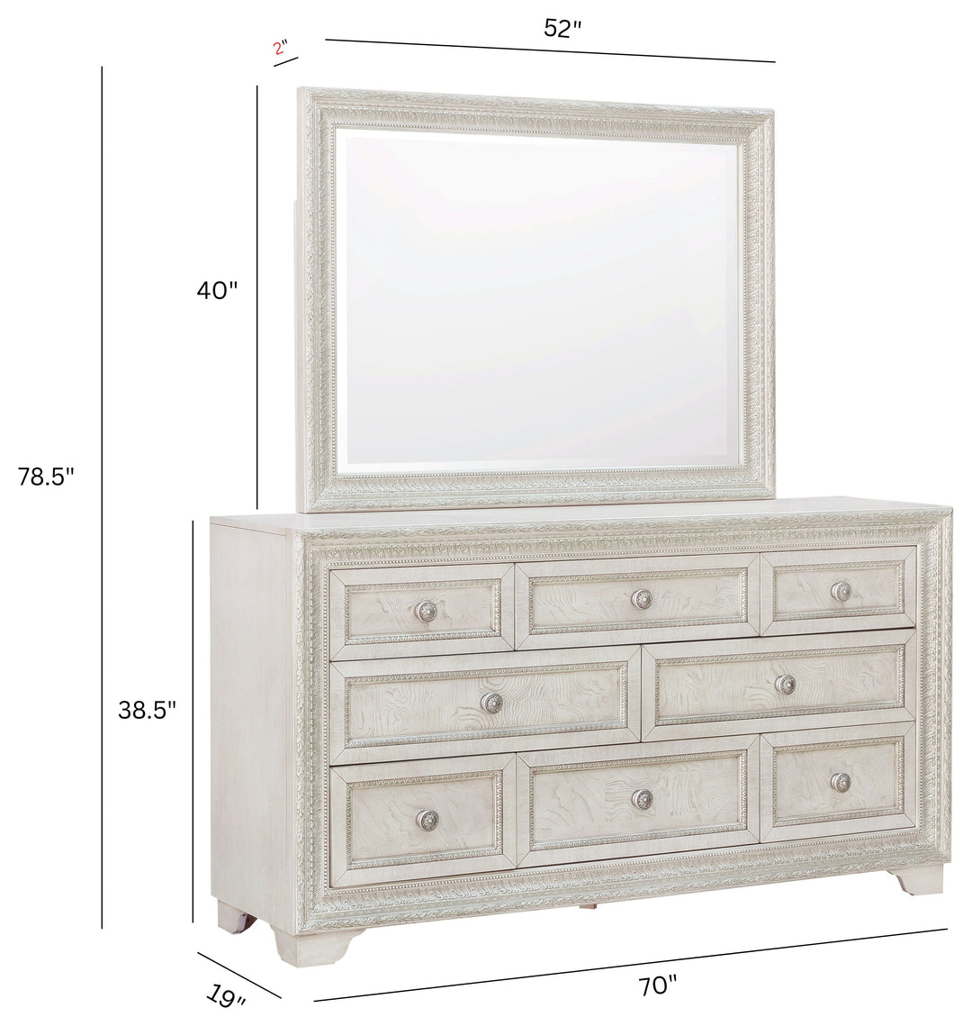Camila Creamy White Dresser With Mirror - P269-BR-K7