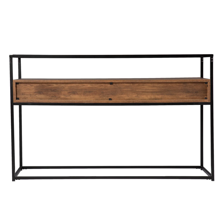 Olivern Glass-Top Console Table w/ Storage - AmericanHomeFurniture
