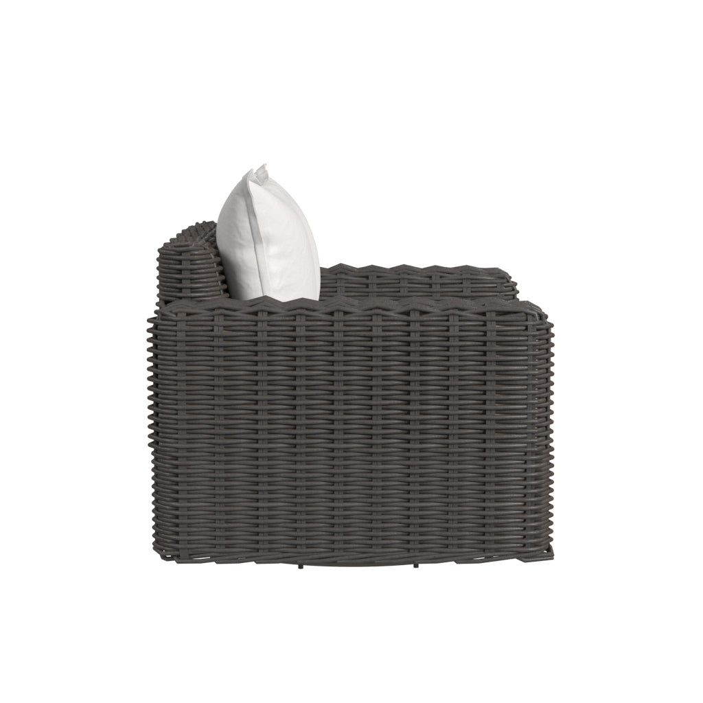 Cabo Oversized Swivel Club Chair in Soothe Pearl w/ Flange Welt
