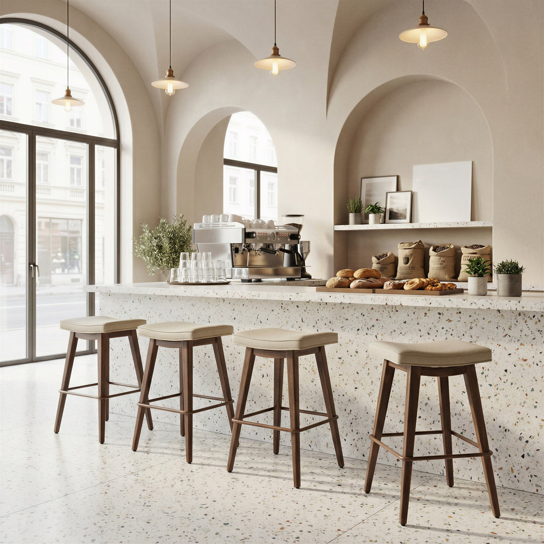 Divat Counter Stool (Set of 2) Beige & Walnut