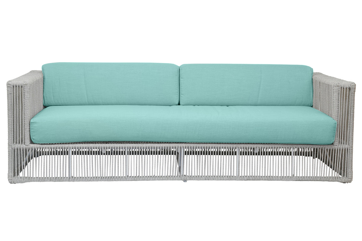 Miami Sofa in Dupione Celeste w/ Self Welt