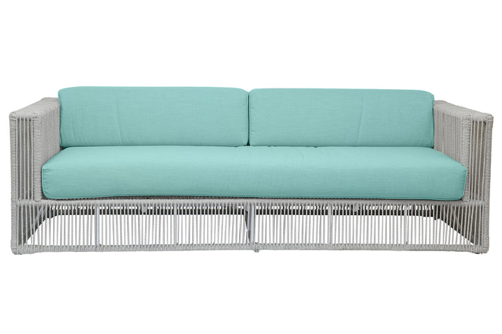 Miami Sofa in Dupione Celeste w/ Self Welt