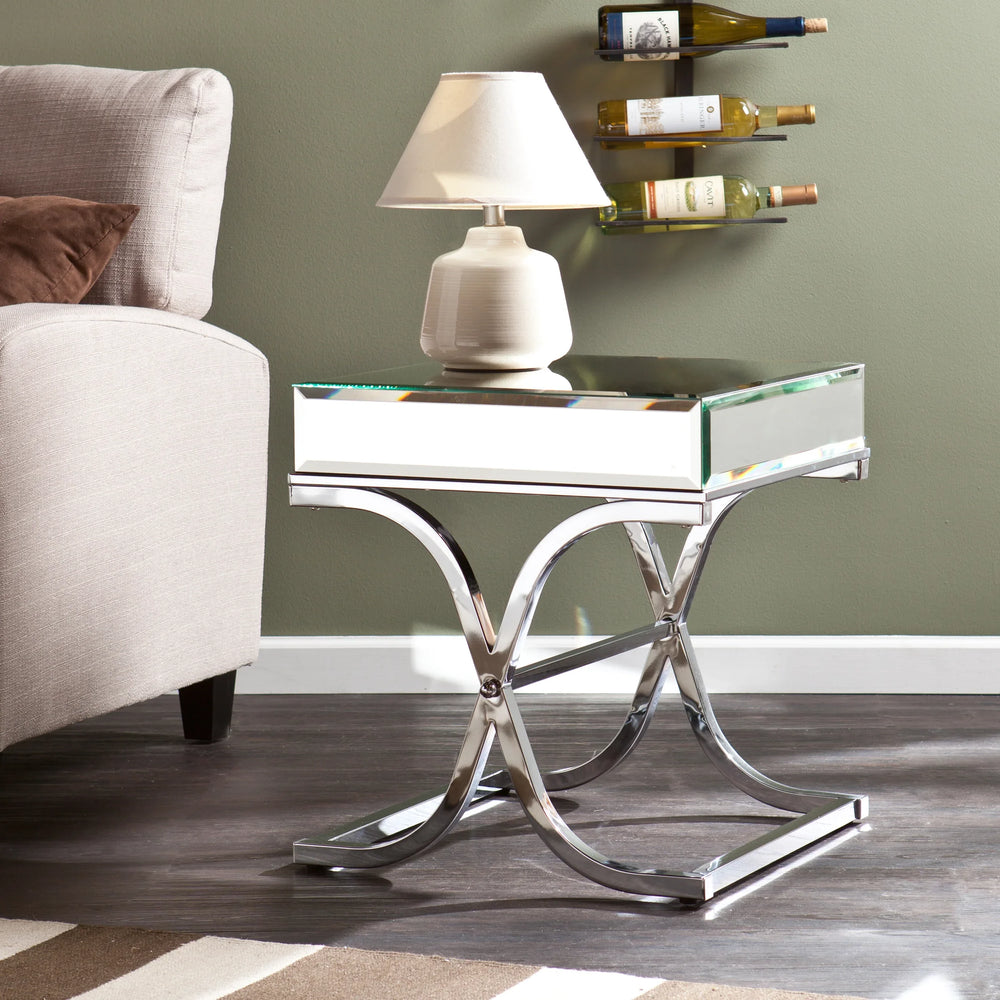 Ava Mirrored End Table - Chrome - AmericanHomeFurniture
