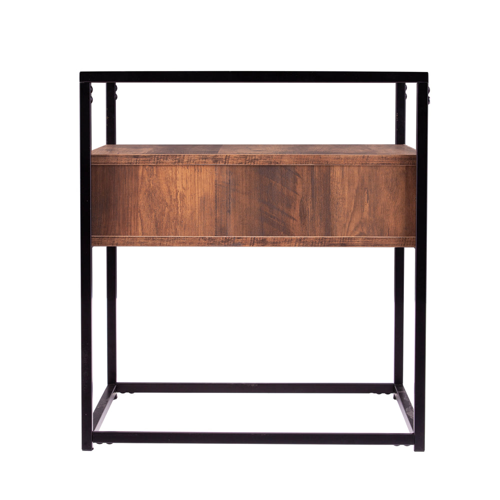 American Home Furniture | SEI Furniture - Olivern Glass-Top End Table w/ Storage