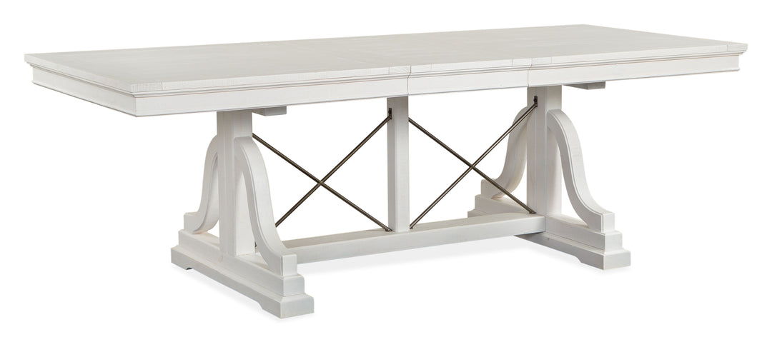 Heron Cove Chalk White And Dovetail Grey Extendable Trestle Dining Table - D4400-25