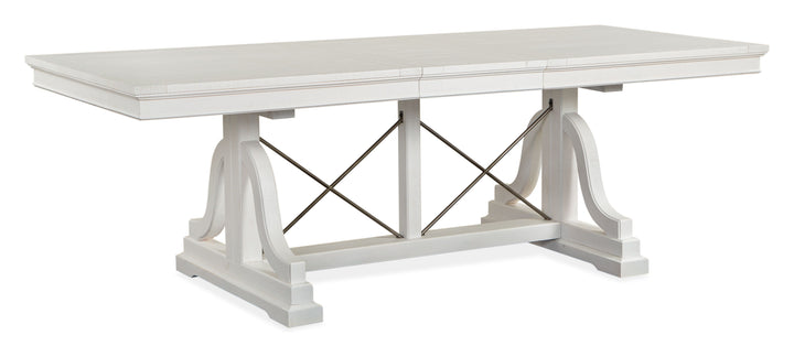 Heron Cove Chalk White And Dovetail Grey Extendable Trestle Dining Table - D4400-25