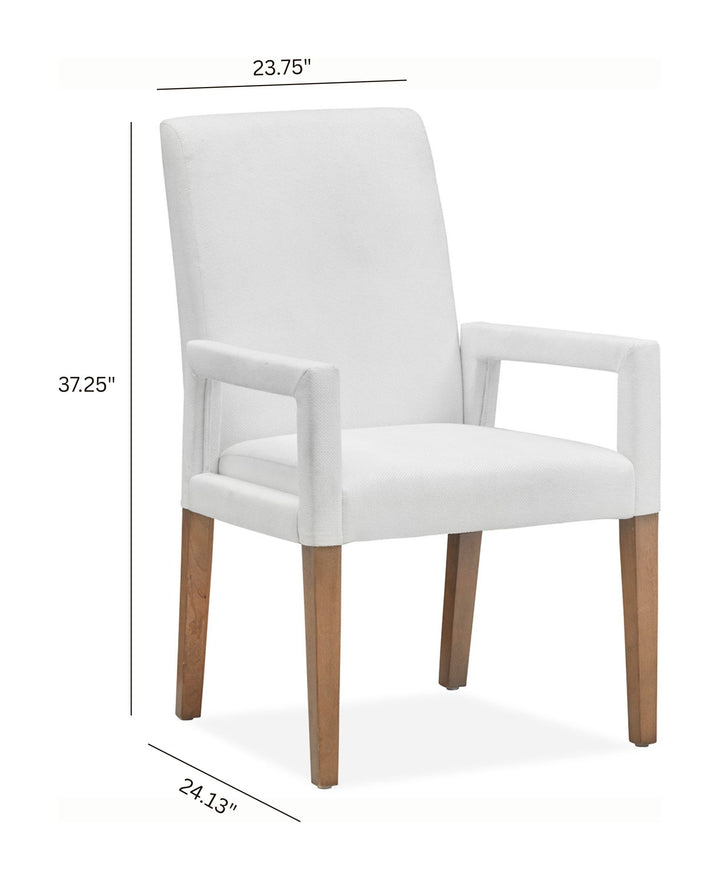 Lindon Belgian Wheat White Upholstered Arm Chair - Set of 2 - D5570-73W