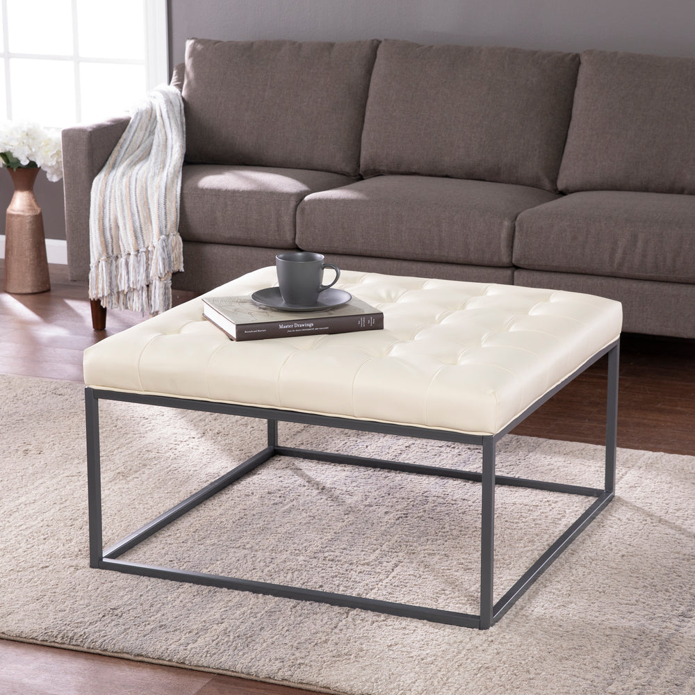 American Home Furniture | SEI Furniture - Ciarin Upholstered Cocktail Ottoman - White