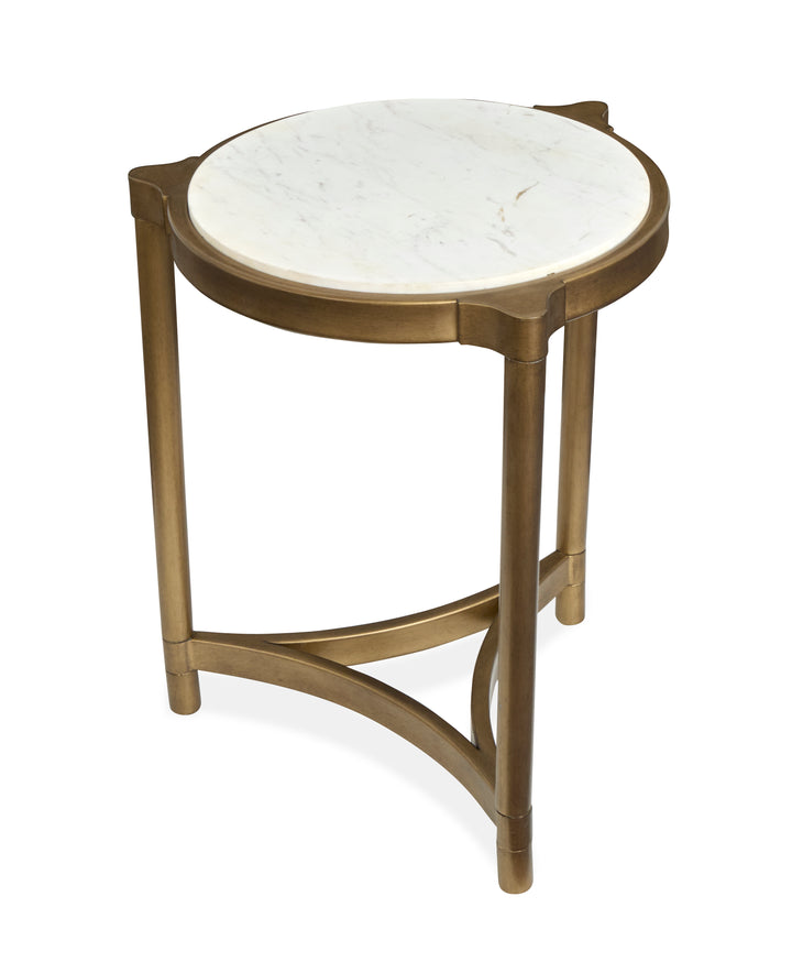 Cassidy Aged Brass And Volakas Classic Round Accent Table - T6357-35