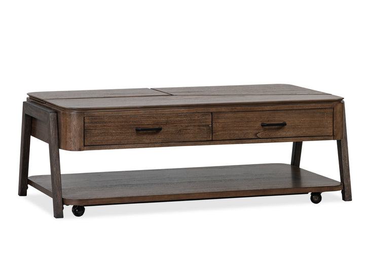 Hallie Milk Chocolate And Dark Chocolate Lift Top Storage Cocktail Table With Casters - T6355-50