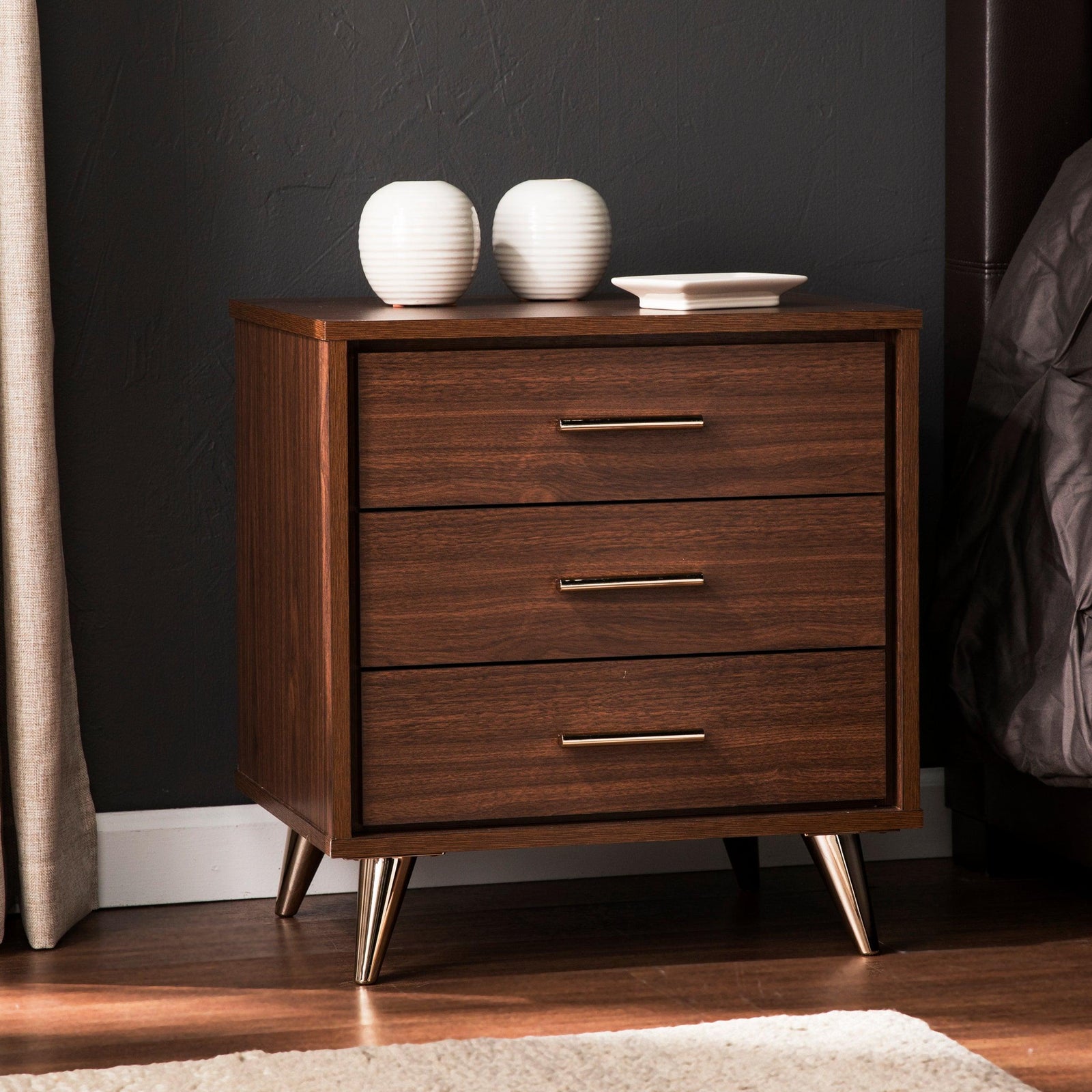 SEI Furniture Oren Modern Bedside Table w/ Drawers NIGHTSTANDS