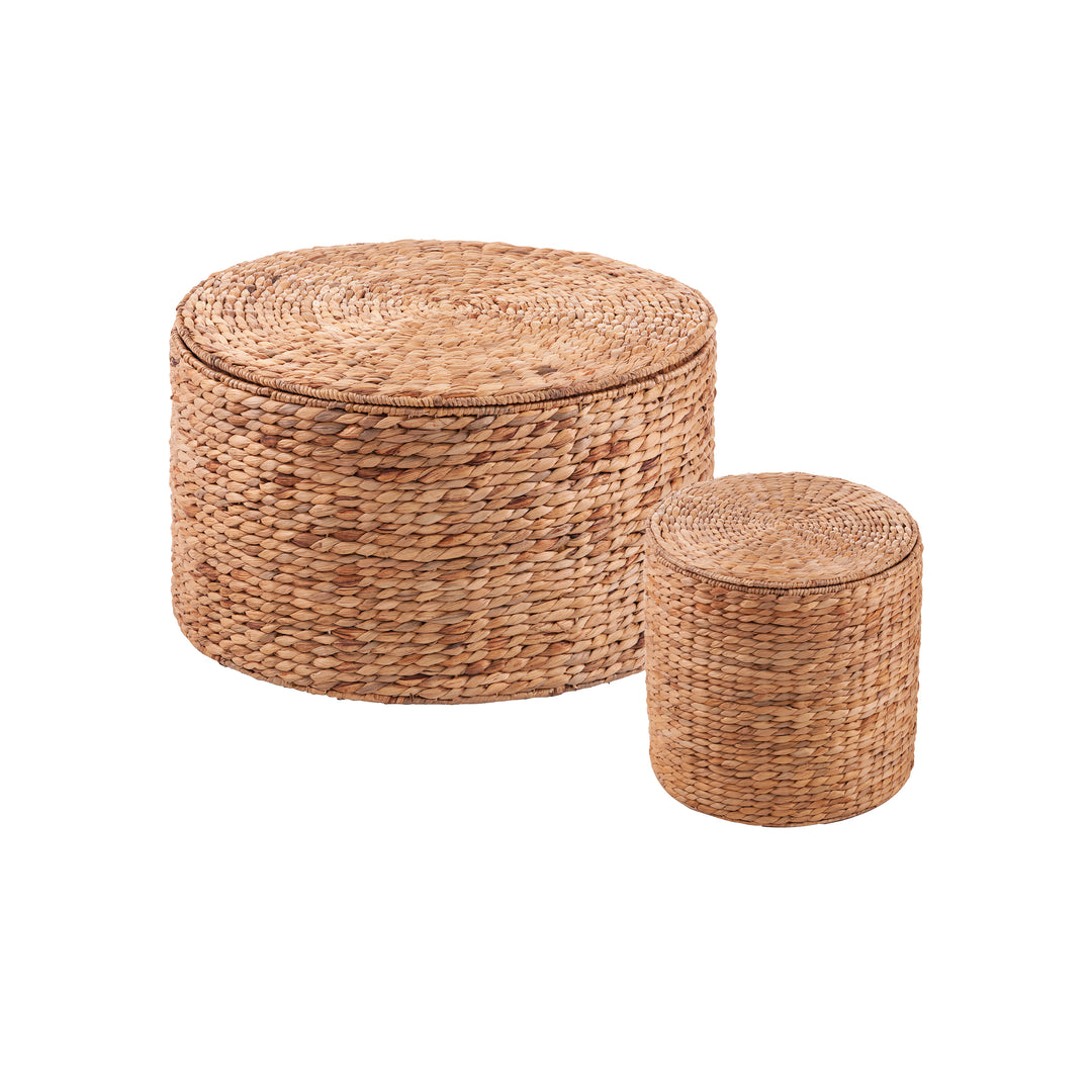 American Home Furniture | SEI Furniture - Satalia Round Water Hyacinth Storage Tables – 2pc Set
