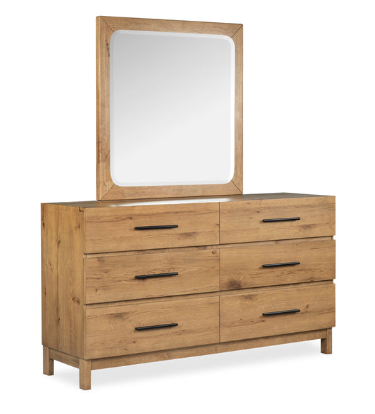 Davenport Rustic Caramel Double Drawer Dresser With Portrait Mirror - B6309-2242