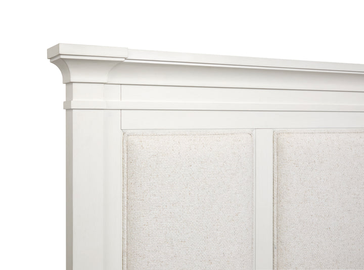Kingston Whisper White And Cerused Nutmeg California King Upholstered Panel Storage Bed - B6407-75A