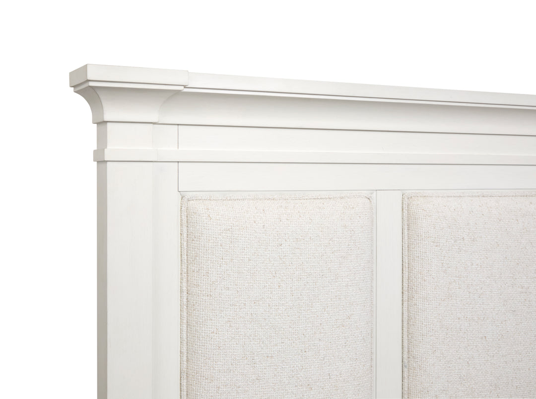 Kingston Whisper White And Cerused Nutmeg Queen Upholstered Panel Storage Bed - B6407-55A