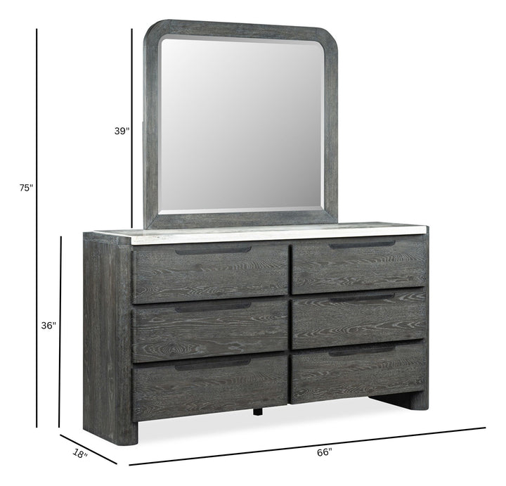 Keaton Black Double Drawer Dresser With Portrait Mirror - B6614-2242