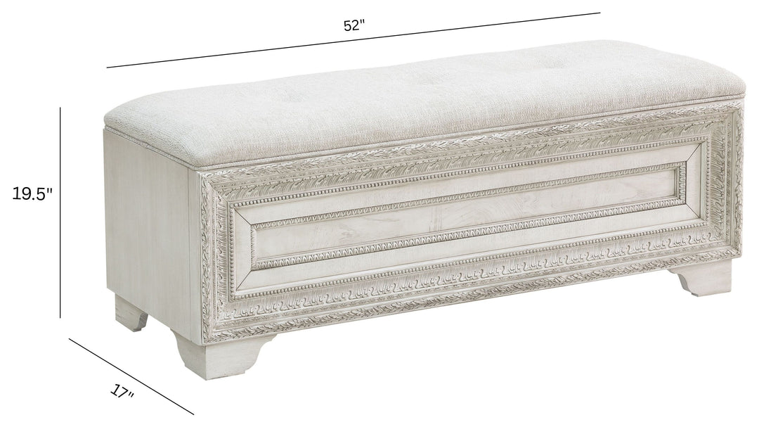 Camila Creamy White Storage Bed Bench - P269132S