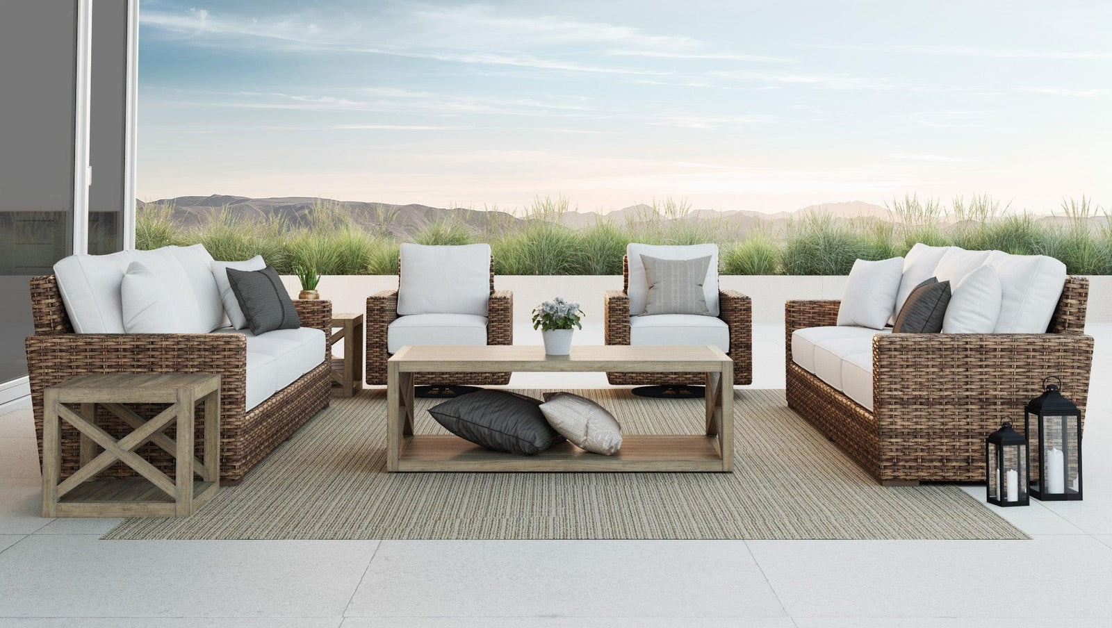 Sunset West Havana Sofa in Canvas Flax w/ Self Welt OUTDOOR SOFAS + SECTIONALS