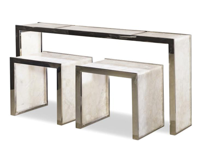 American Home Furniture Century Samantha Glassy Quartz Console Table