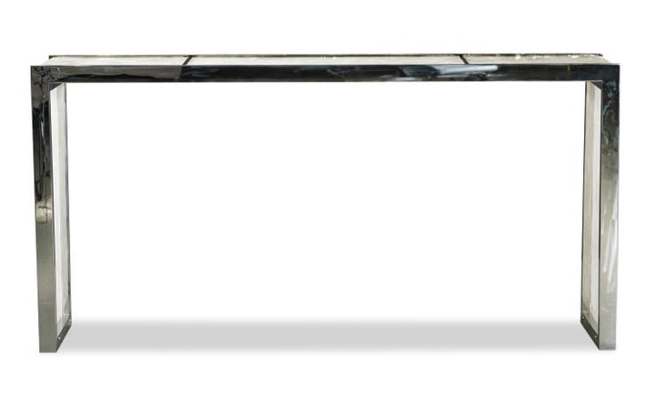 American Home Furniture Century Samantha Glassy Quartz Console Table