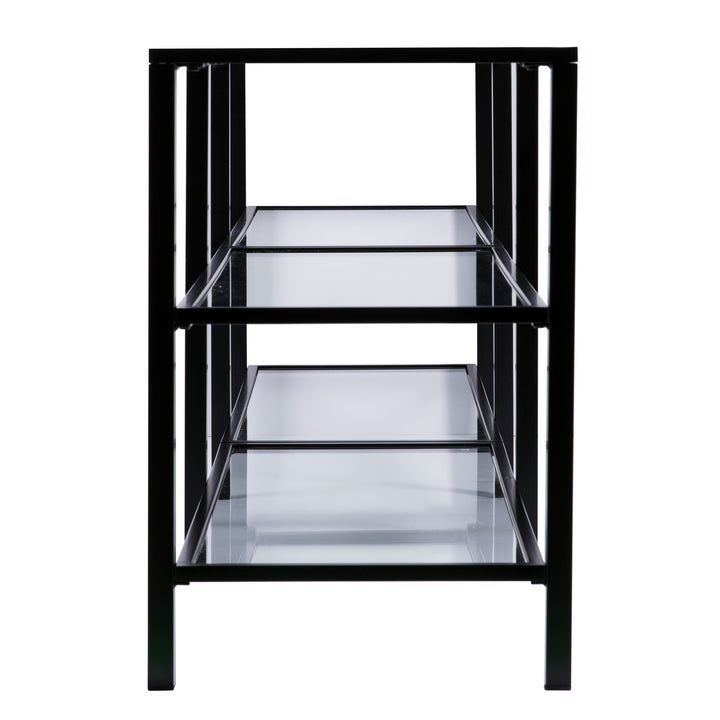 American Home Furniture | SEI Furniture - Tyler Metal/Glass Media Stand – Transitional Style - Black