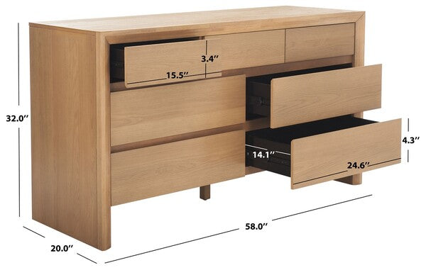 DARNELL WOOD 7 DRAWER DRESSER