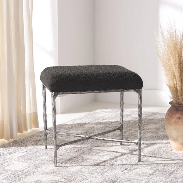 Mandy Boucle And Metal Ottoman