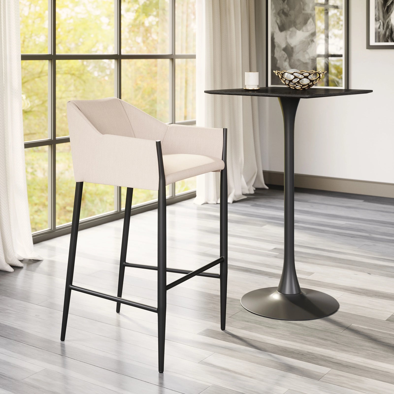 Zuo Andover Barstool Beige BAR STOOLS + COUNTER STOOLS