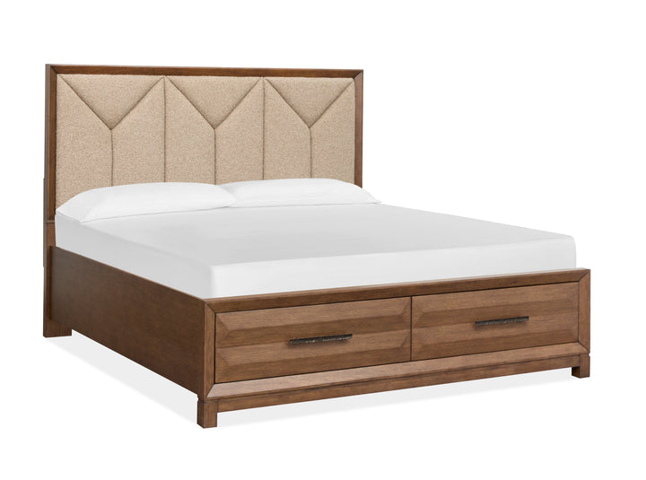 Callisto Bourbon Brown King Upholstered Panel Storage Bed - B6396-65A