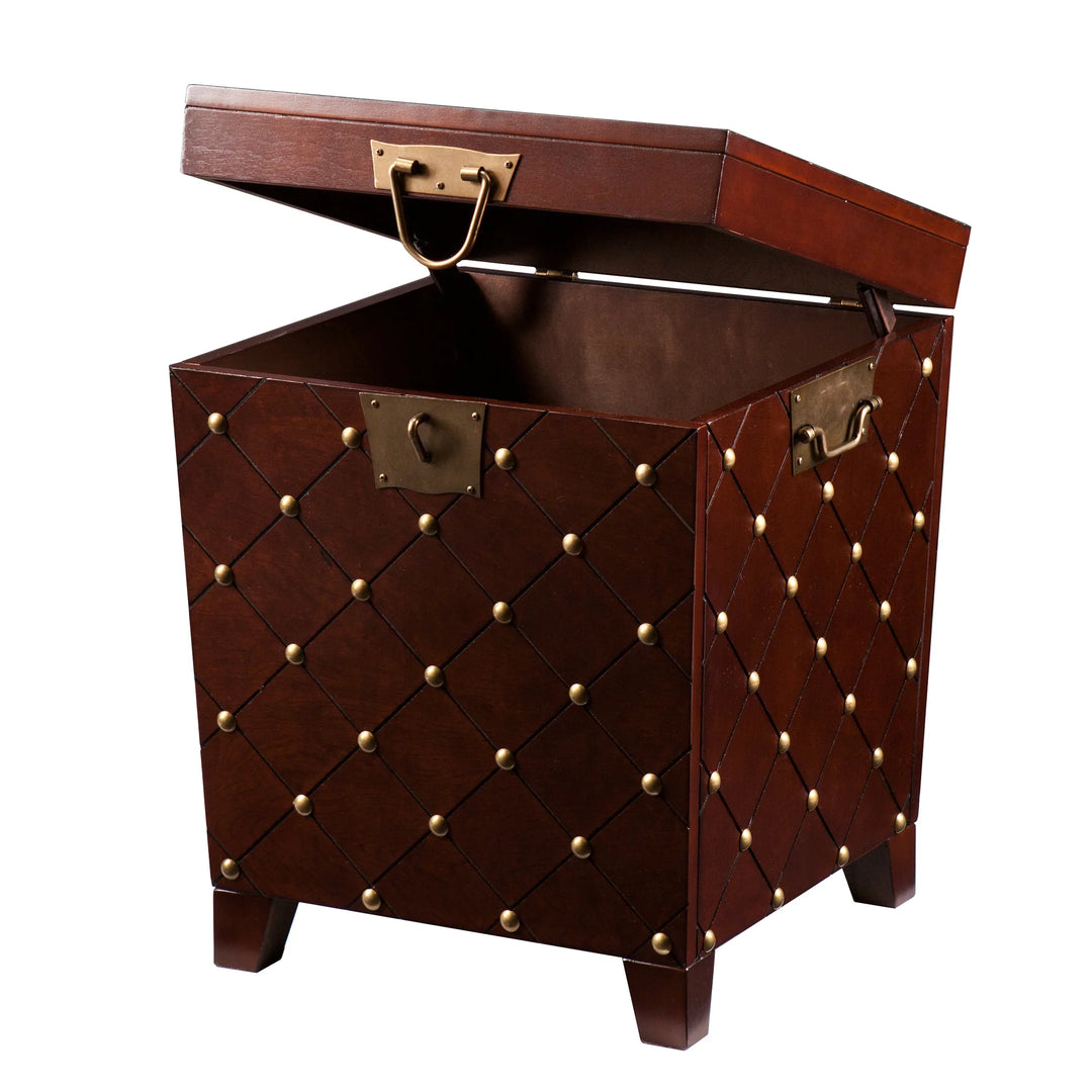Nailhead End Table Trunk - Espresso - AmericanHomeFurniture