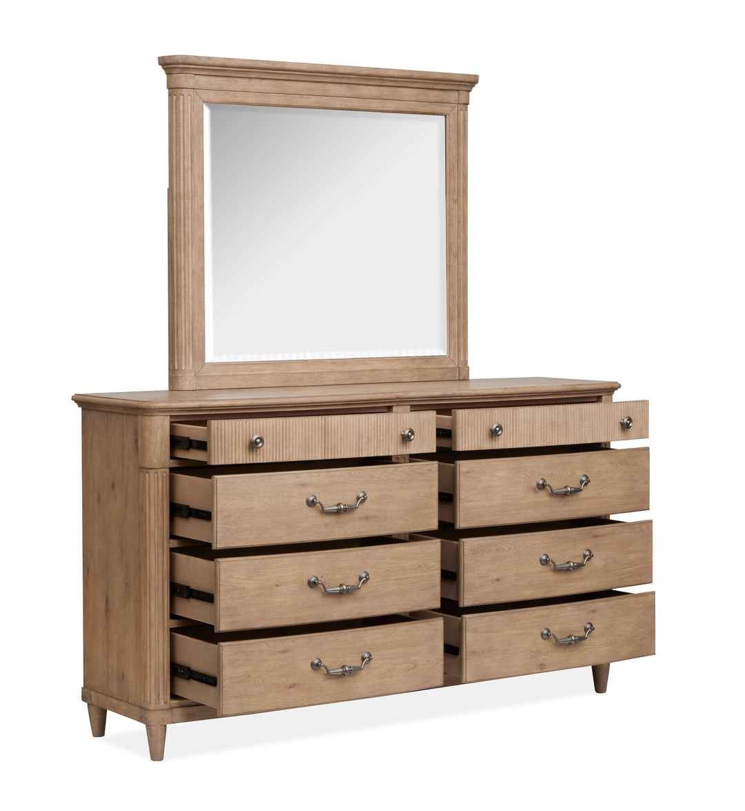 Harmony Heights Belgium Wheat Double Drawer Dresser With Landscape Mirror - B6400-2240