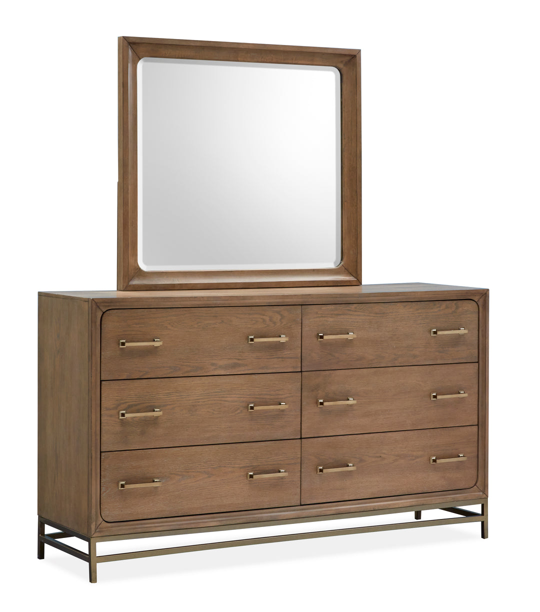 Lindon Belgian Wheat And Coffee Bean Double Drawer Dresser With Landscape Mirror - B5570-2240