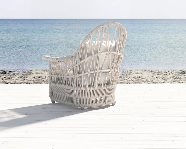 Dana Rope Wing Chair in Canvas Skyline w/ Self Welt